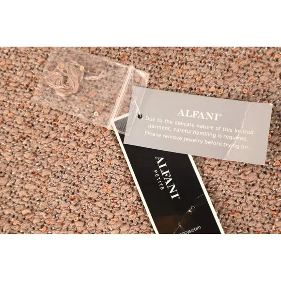 ALFANI by women's Sequin Knit Sweater with Pleated Sheer Hem‎ Size P/XL - Picture 10 of 16